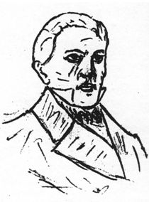 Boris Aleksandrovič Nachapetov: S. F. Gaevskij. Zeichnung. Aus: Nachapetov 2003, 102. Abgedruckt in: Fischer 2010, 102