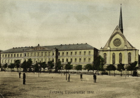 Hauptfassade der Universität Leipzig, Augusteum und Universitäts-Paulinerkirche, 1890, Universitätsarchiv UAL FS N 01633